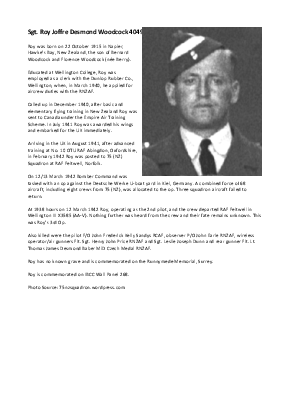 A preview of a PDF biography for Woodcock, Roy Joffre Desmond